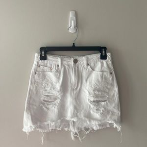 Signature 8 White Distressed Jean Skirt